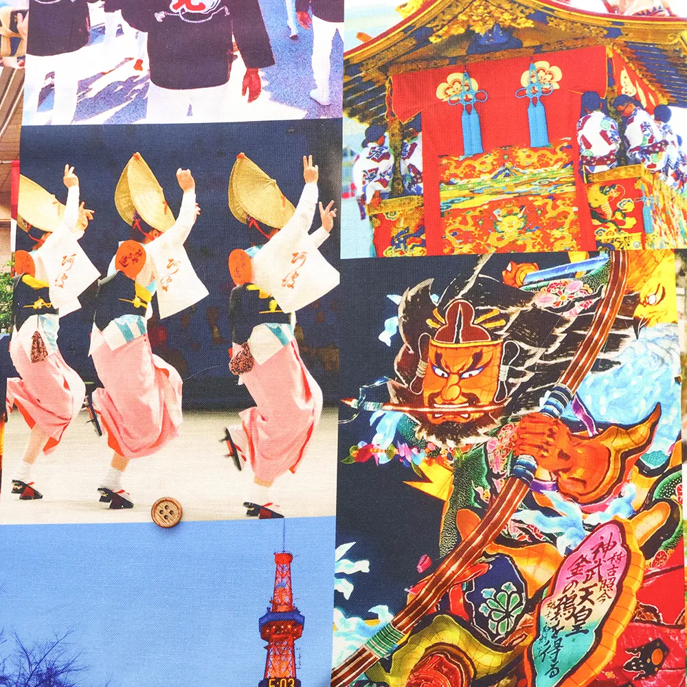 中国製 コットンシーチングインクジェットプリント生地 日本の祭