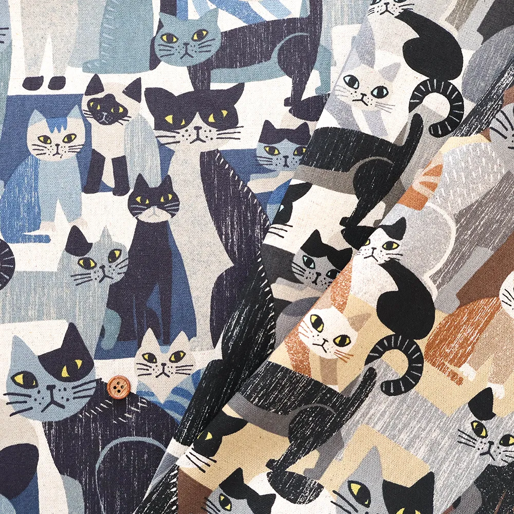 C/Lキャンバスプリント生地 ART ANIMAL cat